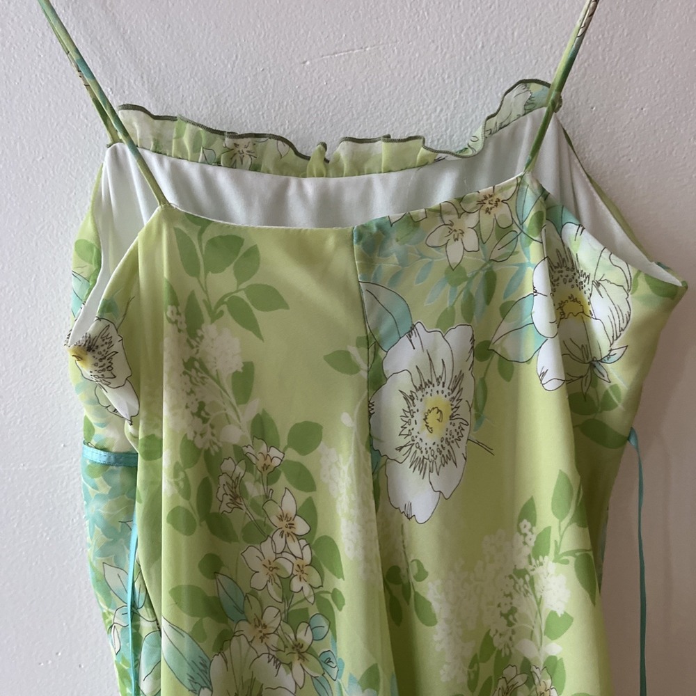 Green Floral Midi Slip Dress - Lightweight Summer Dress - Picture 6 of 9